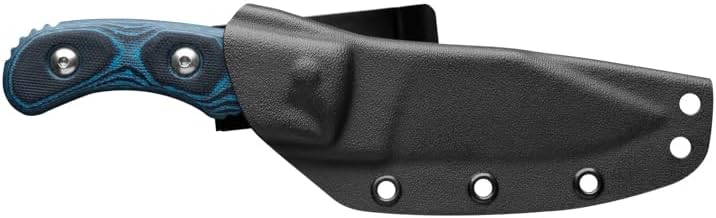 Tops Knives Delta Unit 3 Full Tang Fixed Blade - Tactical Blade Finish- Black Kydex Sheath w/Rotating Spring Steel Clip (Blue/Black G10 Handle)