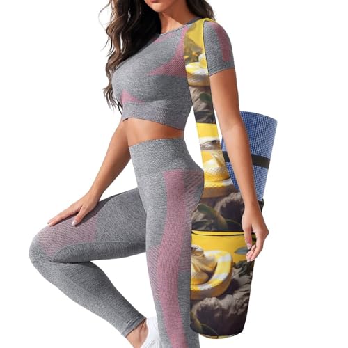 Sac de tapis de yoga python jaune en toile pour transport et rangement optimal - 6