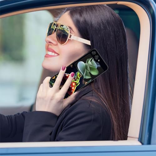 CAPAUNVDA for Samsung Galaxy Z Flip 5 Case,Ultra-Thin Hard PC Anti-Scratches Shockproof [Wireless Charging Support] Phone Case Cover for Samsung Galaxy Z Flip 5,Frog on Mushroom