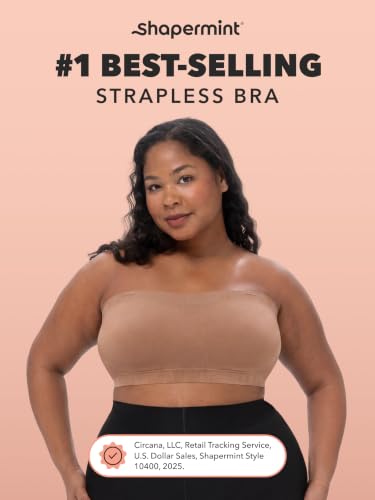 Image of SHAPERMINT Strapless Bra, No-Slip Wireless Bandeau with Sewn-in Cups