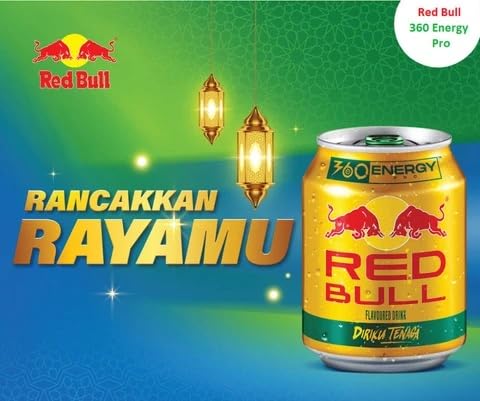 Image of Red Bull Energy Drink, Flavored, Diriku Tenaga, 360 Energy, Each 250ml X 6 Cans, (Product Of Malaysia) with Free Flavourito Kunafa Pistachio Chocolate Bar, 20g By Decadent Foods