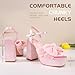 KHPAERMEI Bow Knot Platform Heels for Women Fashion Open Toe Chunky Heeled Sandals Ankle Strap Wedding Party Dress High Heels