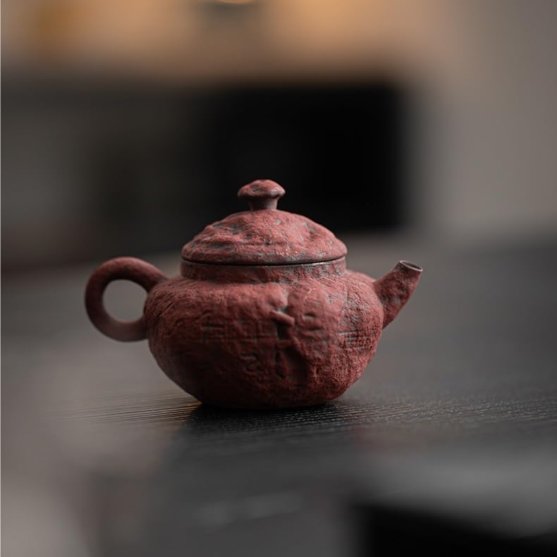Teiera, set da tè da viaggio, teiera Teiera Vecchia roccia Fango Ceramica grezza Teiera impastata a mano Teiera retrò per uso domestico Teiera singola Teiera da tè Kung Fu Teiera impugnabile a mano