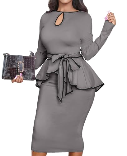 MOJICK Dresses for Women Bodycon Pencil Peplum Vintage Dress Cocktail Party Dresses for Women 20244