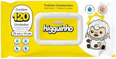 Toalhas Umedecidas Higguinho Com 120 Unidades Uso Diário Para Hig...