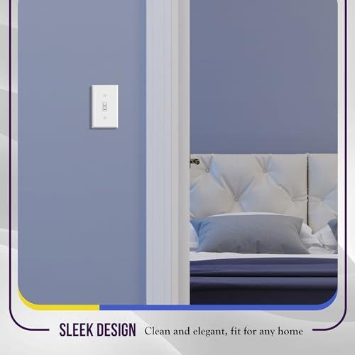 Image of ENERLITES Toggle Light Switch Metal Cover Plate, Wall Plate, Corrosion Resistant, Standard Size 1-Gang 4.50 inch x 2.76 inch, Powder Coated Stamped Steel, 7711-WG, White Gloss | Fits standard toggle switches; Rust-proof stamped steel; Smooth gloss finish; Standard 1-gang; 7711-WG
