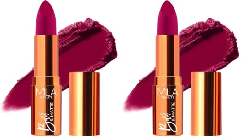Image of Mila Beaute Bold & Matte Long-Lasting Lipstick | Highly Pigmented Soft Matte Finish | Lightweight & Hydrating with Jojoba Oil | Shade - (Soul Kiss 4.2g) (Pack of 2)