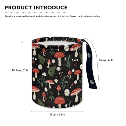 Image of Mushroom Daisy Leaves Car Trash Can Collapsible Back Seat, Front Console, Floor, or Hanging Headrest Waste Basket for Car SUV Trucks