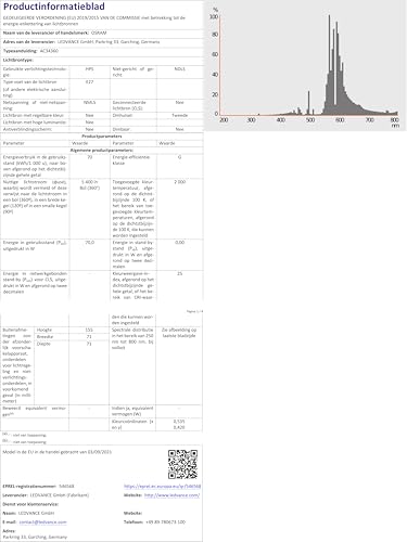 OSRAM Lamps Hochdruckentladungslampe HID HD Natrium offene/geschlossene Leuchten, 68 W, warmweiß, One Size