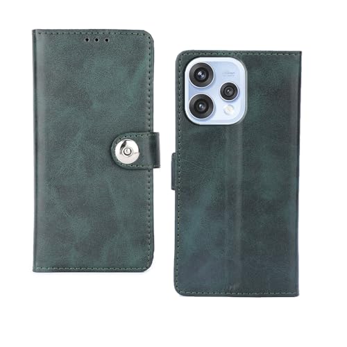 Image of amazon basics Oppo Reno 15 5G Flip Cover | Card Pockets Wallet & Stand | Flip Cover for Oppo Reno 15 5G (Green Button)