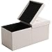 CUYOCA Storage Ottoman Bench Foldable Seat Footrest End of Bed Ottoman with Flipping Lid for Living Room, 75L, 30 inches Linen Fabric Beige