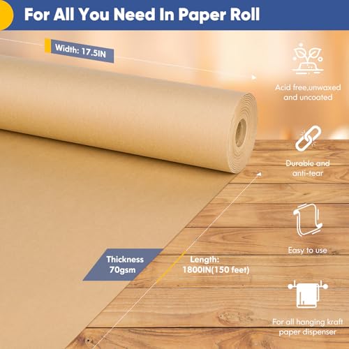 image for Vanhench Brown Wrapping Paper, Craft Paper, Kraft Paper 17.5