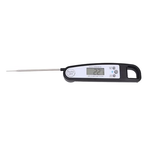 Luminous Foldable Digital Meat Thermometer with Backlight Collapsible BBQ Probe for Accurate Cooking and Grilling Black Electronic Food Thermometer