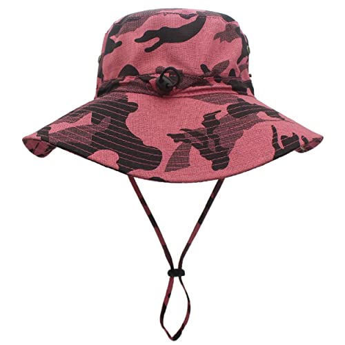 Magracy Herren-Sonnenhut, Tarnmuster, LSF 50+, breite Krempe, UV-Schutz, Safari-Hut, Unisex, rose, Einheitsgröße