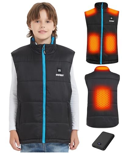 Upgrade Kids Heated Vest - Boys and Girls Quilted Lightweight Heating Jacket Coat, Upgraded 7.4V Battery Pack