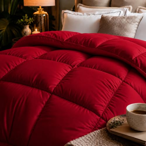Image of Earthlycozy 500 GSM Premium Comforter - All-Season Down-Alternative, Lightweight, Breathable, Hypoallergenic and Machine Washable (Burgundy, Single)