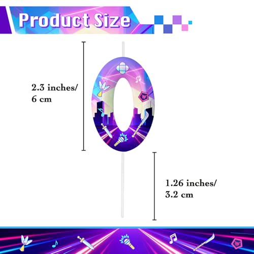 Image of Purple Number 0 Birthday Candles, Cartoon Themed Cake Toppers for Boys Girls Cake Decorations, Birthday Decorations Party Supplies, Number Candles for Party Decor