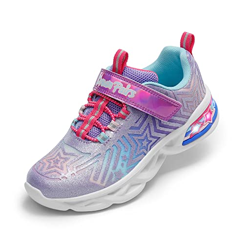 Dream Pairs Girls Sneakers Casual Little Kids Light Up Walking Flashing Led Shoes Purple Size 1 Little Kid Sdfs2216K #TOP6