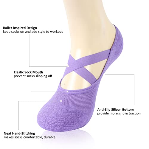 Pilates Socks, Ristake Womens Studio Yoga Socks, Rubber Bottom Sticky Non-Skid Pure Barre Ballet Socks, Maternity Labor Slipper Grippy Socks, 3 Pairs #TOP2