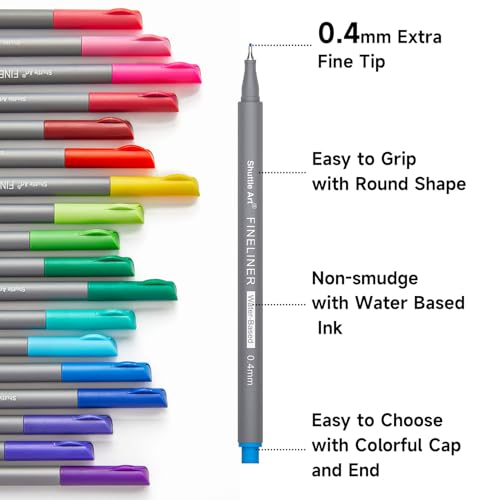 Shuttle Art SAFN-100 Fineliner Pens, 100 Colors 0.4Mm Fineliner Color Pen Set Fine Line Drawing Pen Fine Point Markers Perfect thumb #2