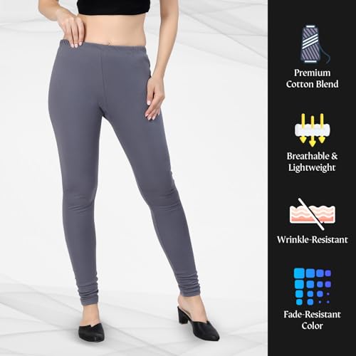 Image of TRASA Ultra Soft Cotton Churidar Solid Regular and Plus 35 Colours Leggings for Womens and Girls- Sizes :- M, L, XL, 2XL, 3XL, 4XL, 5XL, 6XL