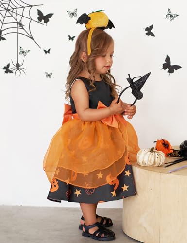AGQT Toddler Girls Halloween Dresses Polka Dot Colorblock Mesh Tulle Tutu Skirt Size 12 Months-3 Years3