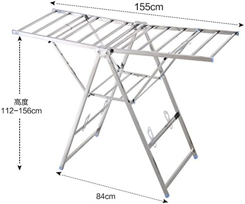 Stainless steel drying rack,Airfoil floor folding balcony drying rack indoor clothes rack clothes hanger-A