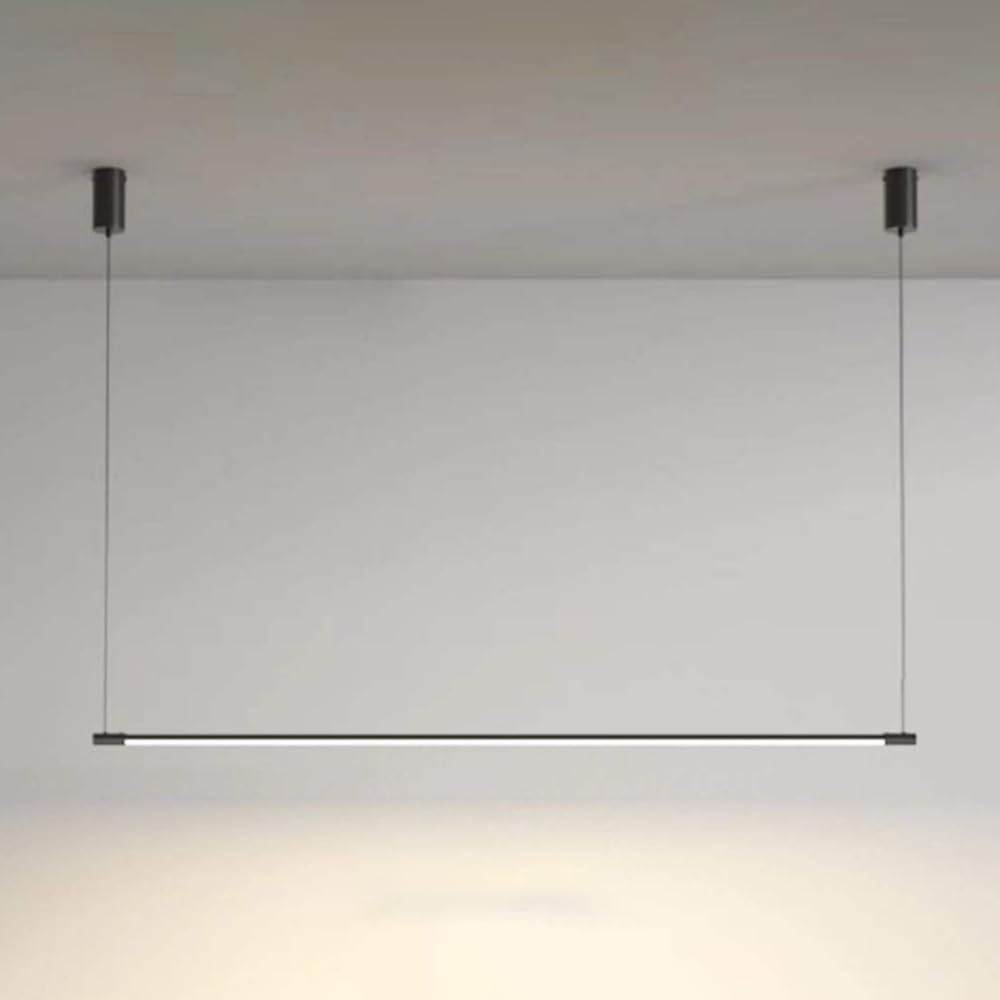 Led Linear Light, Modern Simple Hanging Lamp for Kitchen Island, Black Adjustable Lighting, Dining Room Bar Living Room Bedroom Bedside Hanging Ceiling Lights, 1-Pack/White Light/100Cm