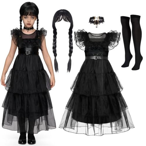 Disfraz vintage negro para niña talla grande