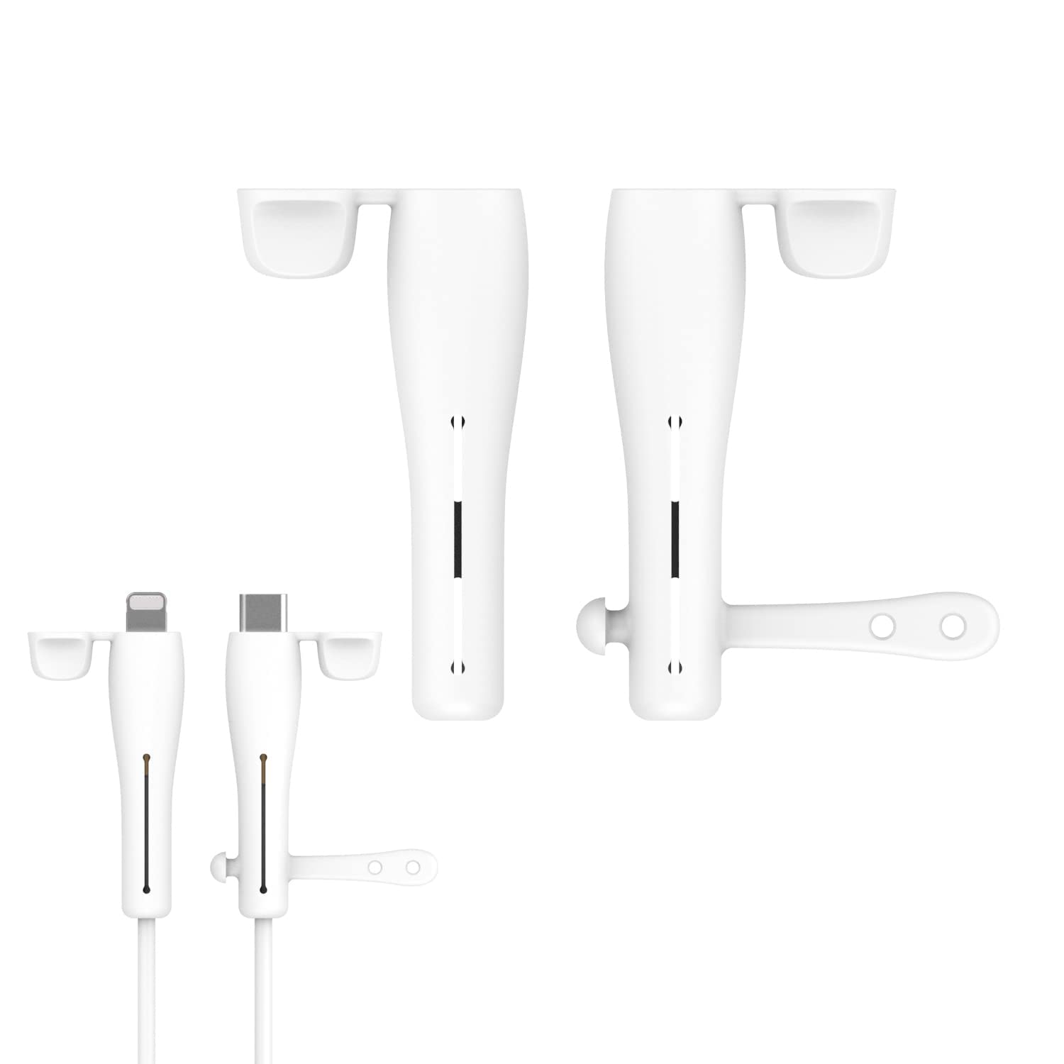 NA Cha-rg-er Cord Protector Cover for i-Ph-one USB-C to Li-ghtn-ing Cha-rg-ing Cable, Waterproof Reinforced Protector Cap for i-Ph-one Cable, 2 Pairs (For USB C to Li-ghtn-ing, White)