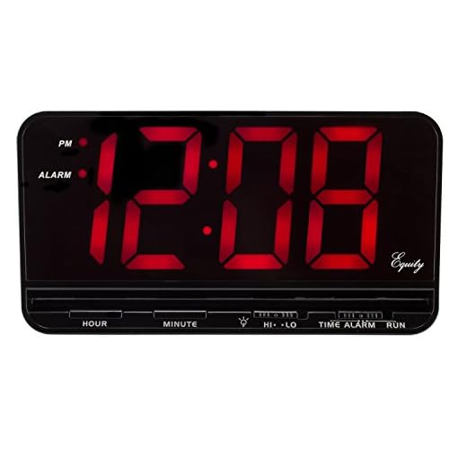 Equity by La Crosse 30401 3" Red LED Electric Alarm Clock, X-Large, Black