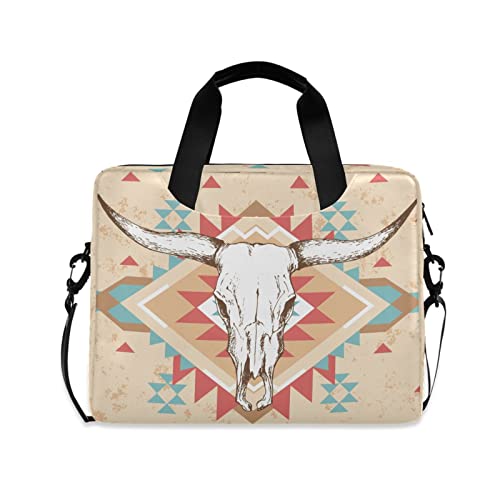 Laptop Bag 15.6 inch, Waterproof Laptop Case with Strap, Protective Laptop Carrying Case for Women&Men, Western Cow Skull
