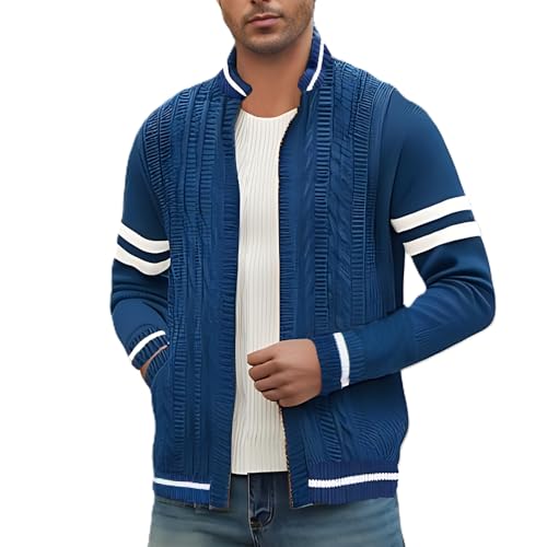 MAISON J Mens Full-Zip Cardigan Sweater, Quality Knit Fabric