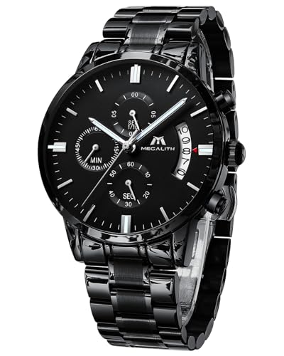 Image of MEGALITH Watch for Man Analog Classic Stainless Steel Waterproof Chronograph Fashion Casual Date Men's Wrist Watches