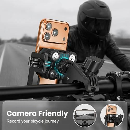 Image of ZORBES Phone Mount Handlebar Holder, 360 Rotatable Shockproof Bike Phone Mount with Vibration Dampening, One-Hand Quick Lock Adjustable 5.1-7.2'' Phone Holder for Bicycle, Scooter & Motorcycle