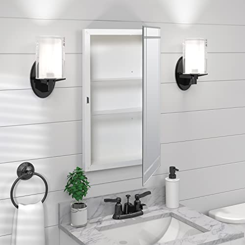 Zenna Home Frameless Swing Door Medicine Cabinet, Surface Or Recess Mount, With Grooved Beveled Mirror, 16" W X 26" H, Stainless Steel #TOP5