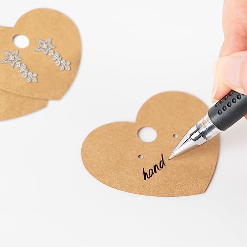 joycraft 100Pcs Earring Cards, 2.36\"x2\" Brown Heart Earring Display Cards, Kraft Paper Hanging Jewelry Cards, Personalized Earring Cards for Selling, Display, Retail, DIY Crafts - Thumbnail 3