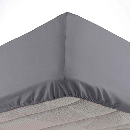 Douceur d'Intérieur, Drap Housse 1 Personne 90 X 190 cm Microfibre Unie Oscar Anthracite, 100% Polyester