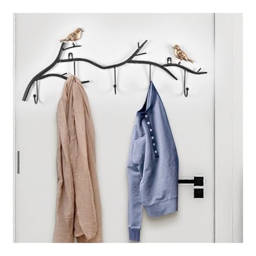 Perchero de pared negro de 80cm con perchas para ropa y ganchos de dormitorio 5