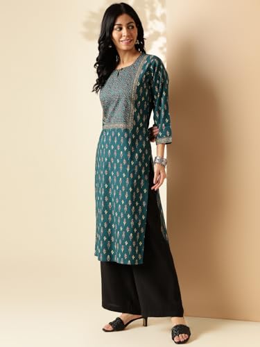 Image of Vbuyz Women's Floral Printed Straight Cotton Special wear Kurtas for Women | Cotton Kurtas for Women | A-Line Kurtas Kurtis | Designer Kurta | Kurtas for Women | Printed Kurtas