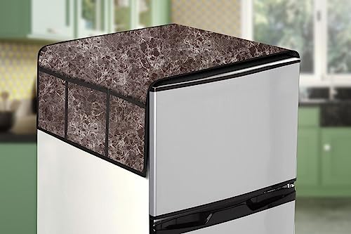 Image of Stylista Refridgerator top cover suitable for Samsung RT28C3032GS /HL, 236 Liter Fridge, Dimension (WxD) 65x111 CM, Marble Pattern Brown