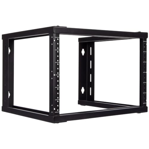Image of NavePoint 6U Wall Mount Rack - Server Rack for 19 Inch IT Equipment Open Frame Rack - Network Rack for AV & Server Equipment 16 inch Deep Rack, Black