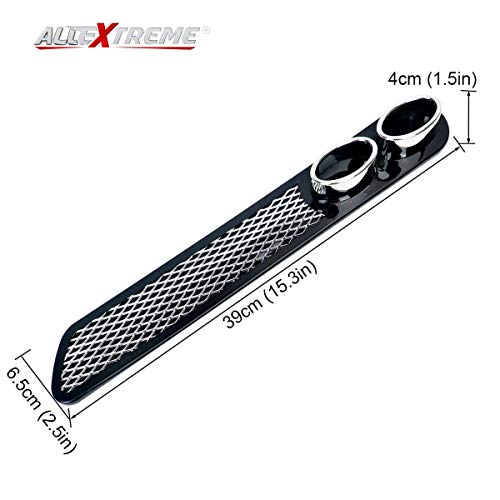 AllExtreme EX3DCR2 Car Double Cylinder Exhaust Sticker 3D Simulation Grid Tail Pipe Rear Bumper Vent Fender Styling Decal, Dual Tip Bumper Lip, Exhaust Pipe Protector for SUVs (2 Pcs)