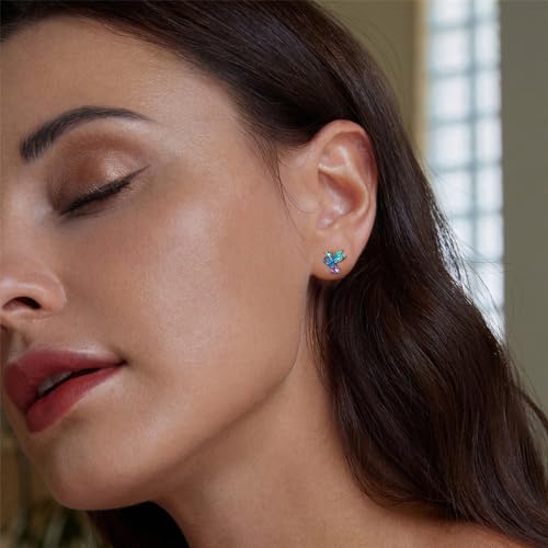 Cute Hummingbird Animal Stud Earrings for Women Girls 925 Sterling Silver Hypoallergenic Blue Crystal Green Enamel Tiny Bird Studs Cartilage Tragus Post Nickel Free Piercing Ear Dainty Birthday Holiday Jewelry Gifts3