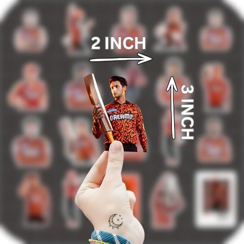 Image of SRH Hyderabad Stickers - Pack of 25 | Waterproof Vinyl SRH Cricket Fan Stickers for Laptop, Phone, Water Bottle, Bike, Car, Notebook | Self Adhesive Glossy Sticker Pack 2026