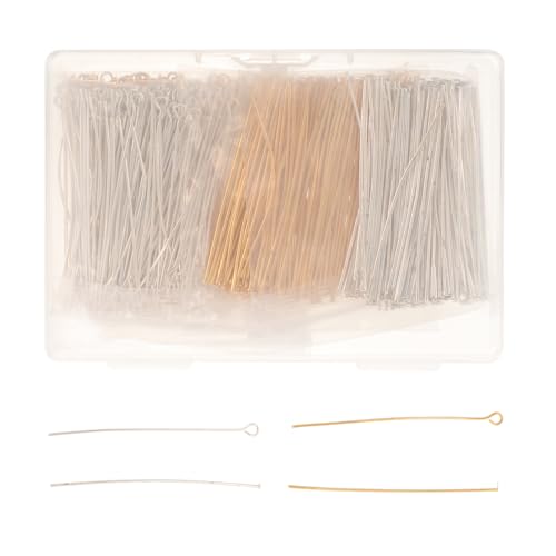 TEHAUX Flat Head Pins Jewelry Making Set 600Pcs 1.9 Inch Metal Pins for DIY Earrings Bracelets Necklaces Craft Accessories