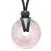 BestAmulets Amulet Lucky Coin Shaped Donut Rose Quartz Charm Magic and Protection Powers Necklace
