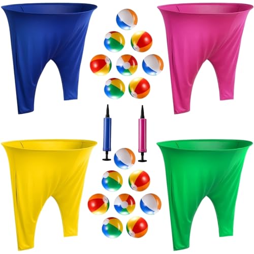 Granny Pants Yard Game Set, Oversized Giant Pants Outdoor Party Game with Bouncy Balls & Air Pump, Ultimate Backyard Games for Family Reunion, Carnival & Friends Gathering (Set- 4 pcs)