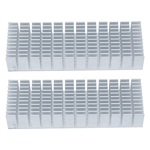 2 Pièces Dissipateur de Chaleur, Refroidisseur de Radiateur en Aluminium Anodisé avec Colle Dissipateur Thermique Ailette de Refroidissement Argent pour Amplificateur (120 x 40 x 20 mm)