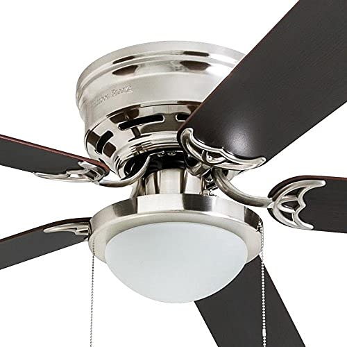 Harbor Breeze Armitage 52-In Brushed Nickel Indoor Flush Mount Ceiling Fan With Light Kit #TOP1